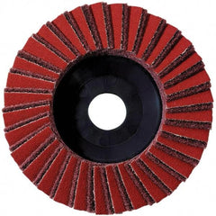 Metabo - 40 Grit, 5" Disc Diam, 7/8" Center Hole, Type 29 Aluminum Oxide Flap Disc - 12,225 Max RPM, Fiberglass Backing, Arbor Attaching System, Coated & Non-Woven Combo - Apex Tool & Supply
