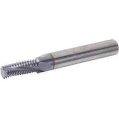 Vargus - 3/8-18 NPT, 11.9mm Cutting Diam, 4 Flute, Solid Carbide Helical Flute Thread Mill - Internal/External Thread, 14.1mm LOC, 83mm OAL, 12mm Shank Diam - Apex Tool & Supply