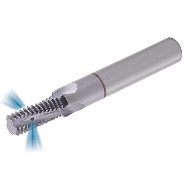 Vargus - M6x1.00 ISO, 4.8mm Cutting Diam, 3 Flute, Solid Carbide Helical Flute Thread Mill - Internal Thread, 12.5mm LOC, 57mm OAL, 6mm Shank Diam - Apex Tool & Supply