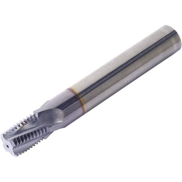Vargus - 2-1/2-8 NPT, 19.6mm Cutting Diam, 4 Flute, Solid Carbide Helical Flute Thread Mill - Internal/External Thread, 33.34mm LOC, 102mm OAL, 20mm Shank Diam - Apex Tool & Supply