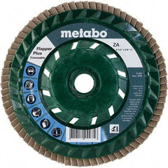 Metabo - 40 Grit, 4-1/2" Disc Diam, 5/8-11 Center Hole, Type 29 Zirconia Alumina Flap Disc - 13,300 Max RPM, Plastic Backing, Arbor Attaching System, Coated - Apex Tool & Supply