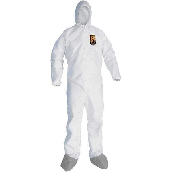KleenGuard - Size 3XL Microporous Film Laminate General Purpose Coveralls - White, Zipper Closure, Elastic Cuffs, with Boots, Serged Seams - Apex Tool & Supply