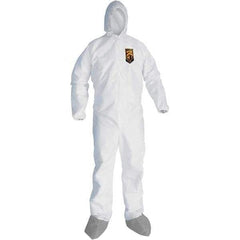 KleenGuard - Size 3XL Microporous Film Laminate General Purpose Coveralls - White, Zipper Closure, Elastic Cuffs, with Boots, Serged Seams - Apex Tool & Supply
