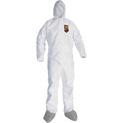 KleenGuard - Size XL Microporous Film Laminate General Purpose Coveralls - White, Zipper Closure, Elastic Cuffs, with Boots, Serged Seams - Apex Tool & Supply