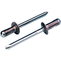 STANLEY Engineered Fastening - Size 6 Countersunk Head Aluminum Open End Blind Rivet - Steel Mandrel, 0.126" to 0.311" Grip, 3/16" Head Diam, 0.1929" to 0.198" Hole Diam, 2.832" Body Diam - Apex Tool & Supply