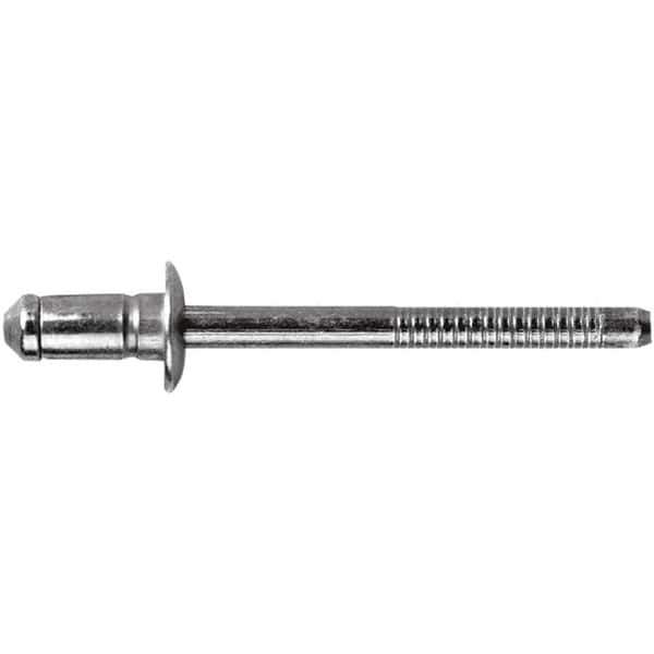 STANLEY Engineered Fastening - Size 6 Dome Head Steel Open End Blind Rivet - Steel Mandrel, 0.1378" to 0.2362" Grip, 3/16" Head Diam, 0.1929" to 0.2008" Hole Diam, 3.2" Body Diam - Apex Tool & Supply