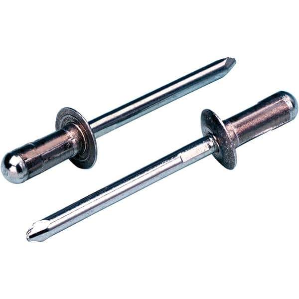 STANLEY Engineered Fastening - Size 5 Dome Head Aluminum Open End Blind Rivet - Steel Mandrel, 0.0472" to 0.248" Grip, 5/32" Head Diam, 0.161" to 0.1661" Hole Diam, 2.121" Body Diam - Apex Tool & Supply