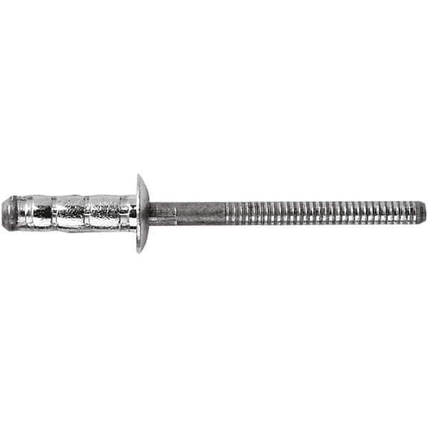 STANLEY Engineered Fastening - Size 6 Dome Head Steel Multi Grip Blind Rivet - Steel Mandrel, 0.0598" to 1/4" Grip, 3/16" Head Diam, 0.1921" to 0.1961" Hole Diam, 3" Body Diam - Apex Tool & Supply