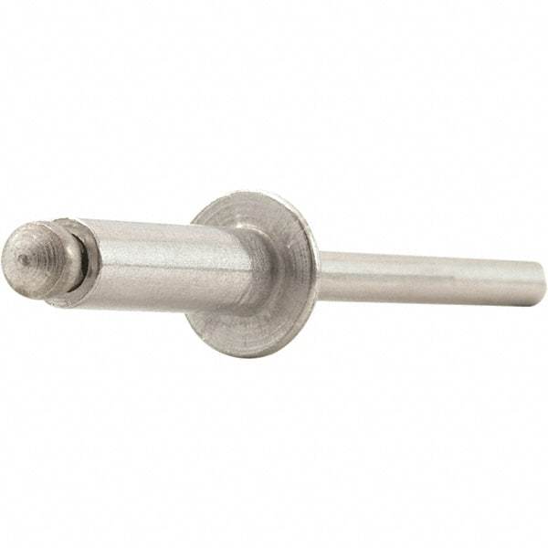 STANLEY Engineered Fastening - Size 5 Dome Head Aluminum Open End Blind Rivet - Steel Mandrel, 0.188" to 1/4" Grip, 5/32" Head Diam, 0.16" to 0.164" Hole Diam, 0.097" Body Diam - Apex Tool & Supply