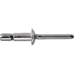 STANLEY Engineered Fastening - Size 8 Dome Head Stainless Steel Structural with Locking Stem Blind Rivet - Stainless Steel Mandrel, 0.08" to 3/8" Grip, 1/4" Head Diam, 0.261" to 0.276" Hole Diam, 0.153" Body Diam - Apex Tool & Supply