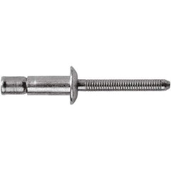 STANLEY Engineered Fastening - Size 8 Dome Head Stainless Steel Structural with Locking Stem Blind Rivet - Stainless Steel Mandrel, 0.08" to 3/8" Grip, 1/4" Head Diam, 0.261" to 0.276" Hole Diam, 0.162" Body Diam - Apex Tool & Supply