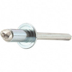 STANLEY Engineered Fastening - Size 6 Dome Head Steel Open End Blind Rivet - Steel Mandrel, 0.501" to 5/8" Grip, 3/16" Head Diam, 0.192" to 0.196" Hole Diam, 0.116" Body Diam - Apex Tool & Supply
