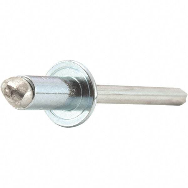 STANLEY Engineered Fastening - Size 4 Dome Head Steel Open End Blind Rivet - Steel Mandrel, 0.063" to 1/8" Grip, 1/8" Head Diam, 0.129" to 0.133" Hole Diam, 0.078" Body Diam - Apex Tool & Supply
