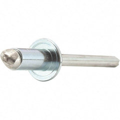 STANLEY Engineered Fastening - Size 5 Dome Head Steel Open End Blind Rivet - Steel Mandrel, 0.031" to 1/8" Grip, 5/32" Head Diam, 0.16" to 0.164" Hole Diam, 0.097" Body Diam - Apex Tool & Supply