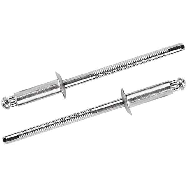 STANLEY Engineered Fastening - Size 6 Countersunk Head Steel Structural with Locking Stem Blind Rivet - Steel Mandrel, 0.126" to 1/4" Grip, 3/16" Head Diam, 0.192" to 0.196" Hole Diam, 0.114" Body Diam - Apex Tool & Supply