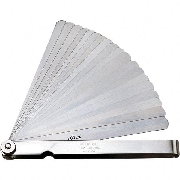 Mitutoyo - Feeler Gages   Thickness (mm): 1.0000    Leaf Length (mm): 150.00 - Apex Tool & Supply