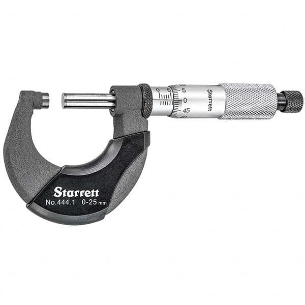 Starrett - Mechanical Outside Micrometers Minimum Measurement (mm): 0.00 Maximum Measurement (mm): 25.00 - Apex Tool & Supply