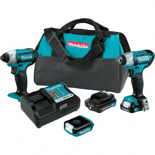 Makita - 12 Volt Cordless Tool Combination Kit - Includes Impact Driver, 3/8" Compact Impact Wrench & Flashlight, Lithium-Ion Battery Included - Apex Tool & Supply