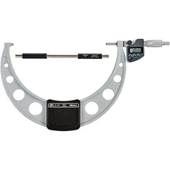 Mitutoyo - 9 to 10" Range, 0.00005" Resolution, Standard Throat IP65 Electronic Outside Micrometer - 0.0002" Accuracy, Ratchet Stop Thimble, Carbide-Tipped Face, SR44 Battery - Apex Tool & Supply