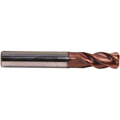 Emuge - 5mm Diam, 13mm LOC, 4 Flute Solid Carbide Roughing & Finishing End Mill - TiAlN Finish, 57mm OAL, 6mm Shank Diam, Cylindrical Shank, 38° Helix, Centercutting, Long Length - Apex Tool & Supply