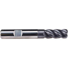 Emuge - 14mm Diam, Fine Pitch, 26mm LOC, 4 Flute Solid Carbide 3mm Corner Radius Roughing End Mill - TiAlN Finish, 83mm OAL, 14mm Shank Diam, Single End, Extended Reach, 45° Helix - Apex Tool & Supply