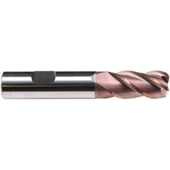 Emuge - 3mm Diam, 8mm LOC, 4 Flute Solid Carbide Roughing & Finishing End Mill - TiAlN Finish, 57mm OAL, 6mm Shank Diam, Weldon Shank, 38° Helix, Long Length - Apex Tool & Supply