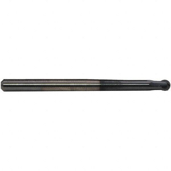 Emuge - 6mm Diam, 4.3mm LOC, 2 Flute Solid Carbide Ball End Mill - TiAlN Finish, Single End, 80mm OAL, 6mm Shank Diam, Ball Flute - Apex Tool & Supply