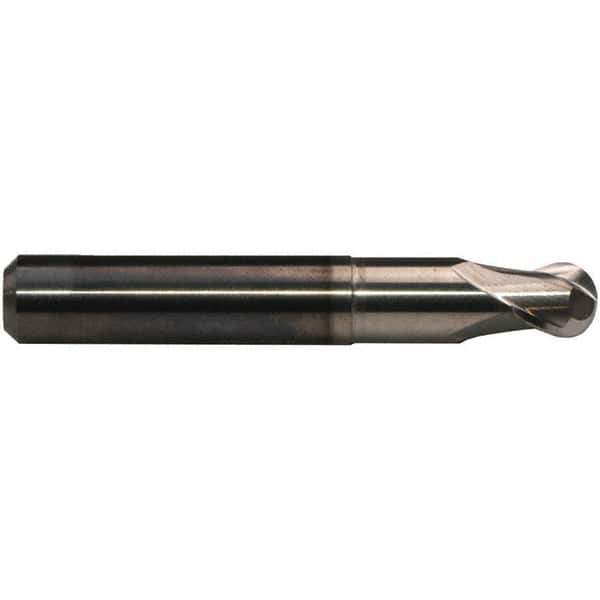 Emuge - 8mm Diam, 7mm LOC, 2 Flute Solid Carbide Ball End Mill - CrN Finish, Single End, 63mm OAL, 8mm Shank Diam, Ball Flute - Apex Tool & Supply