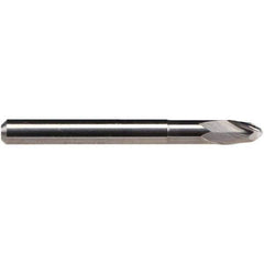 Emuge - 1mm Diam, 2mm LOC, 2 Flute Solid Carbide Ball End Mill - Uncoated, Single End, 38mm OAL, 3mm Shank Diam, Ball Flute - Apex Tool & Supply