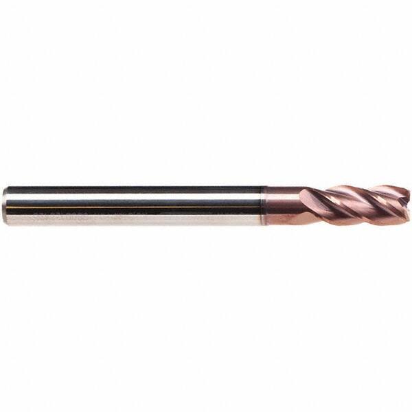 Emuge - 5mm Diam, 13mm LOC, 4 Flute Solid Carbide Roughing & Finishing End Mill - TiAlN Finish, 57mm OAL, 6mm Shank Diam, Cylindrical Shank, 38° Helix, Long Length - Apex Tool & Supply