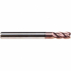 Emuge - 5mm Diam, 13mm LOC, 4 Flute Solid Carbide Roughing & Finishing End Mill - TiAlN Finish, 57mm OAL, 6mm Shank Diam, Cylindrical Shank, 38° Helix, Long Length - Apex Tool & Supply