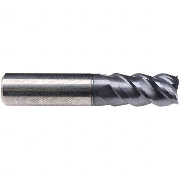 Emuge - 16mm Diam, 40mm LOC, 4 Flute Solid Carbide Roughing & Finishing End Mill - TiAlN Finish, 92mm OAL, 16mm Shank Diam, Cylindrical Shank, 50° Helix, Centercutting, Long Length - Apex Tool & Supply