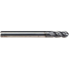 Emuge - 1/4" Diam, 3/4" LOC, 4 Flute Solid Carbide Ball End Mill - AlCr Finish, Single End, 2-1/2" OAL, 1/4" Shank Diam, Ball Flute - Apex Tool & Supply