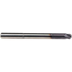 Emuge - 1/2" Diam, 3/8" LOC, 4 Flute Solid Carbide Ball End Mill - TiAlN Finish, Single End, 6" OAL, 1/2" Shank Diam, Ball Flute - Apex Tool & Supply