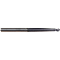 Emuge - 1/4" Diam, 1/4" LOC, 4 Flute Solid Carbide Ball End Mill - TiAlN Finish, Single End, 3-1/2" OAL, 1/4" Shank Diam, Ball Flute - Apex Tool & Supply