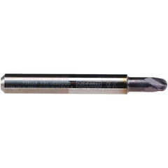 Emuge - 1/4" Diam, 1/4" LOC, 4 Flute Solid Carbide Ball End Mill - TiAlN Finish, Single End, 2" OAL, 1/4" Shank Diam, Ball Flute - Apex Tool & Supply