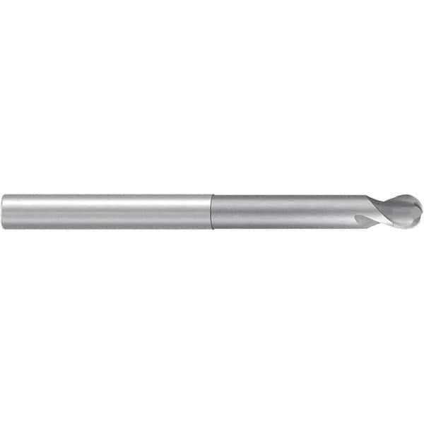 Emuge - 8mm Diam, 7mm LOC, 2 Flute Solid Carbide Ball End Mill - Uncoated, Single End, 120mm OAL, 8mm Shank Diam, Ball Flute - Apex Tool & Supply