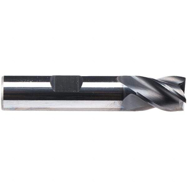 Emuge - 1/2" Diam, 5/8" LOC, 4 Flute Solid Carbide Roughing & Finishing End Mill - CrN Finish, 2-1/2" OAL, 1/2" Shank Diam, Weldon Shank, 38° Helix, Centercutting, Stub Length - Apex Tool & Supply