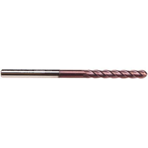 Emuge - 8mm Diam, 40mm LOC, 4 Flute Solid Carbide Ball End Mill - TiAlN Finish, Single End, 100mm OAL, 8mm Shank Diam, Ball Flute - Apex Tool & Supply