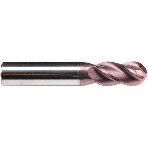 Emuge - 16mm Diam, 32mm LOC, 4 Flute Solid Carbide Ball End Mill - TiAlN Finish, Single End, 92mm OAL, 16mm Shank Diam, Ball Flute - Apex Tool & Supply