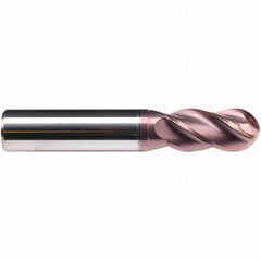 Emuge - 16mm Diam, 32mm LOC, 4 Flute Solid Carbide Ball End Mill - TiAlN Finish, Single End, 92mm OAL, 16mm Shank Diam, Ball Flute - Apex Tool & Supply