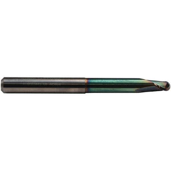 Emuge - 16mm Diam, 12mm LOC, 2 Flute Solid Carbide Ball End Mill - CrN Finish, Single End, 140mm OAL, 16mm Shank Diam, Ball Flute - Apex Tool & Supply