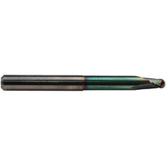Emuge - 16mm Diam, 12mm LOC, 2 Flute Solid Carbide Ball End Mill - CrN Finish, Single End, 140mm OAL, 16mm Shank Diam, Ball Flute - Apex Tool & Supply