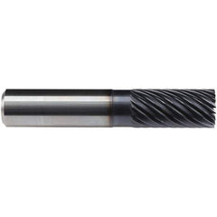 Emuge - 16mm Diam, 32mm LOC, 16 Flute Solid Carbide Roughing & Finishing End Mill - TiAlN Finish, 92mm OAL, 16mm Shank Diam, Cylindrical Shank, 40° Helix, Long Length - Apex Tool & Supply