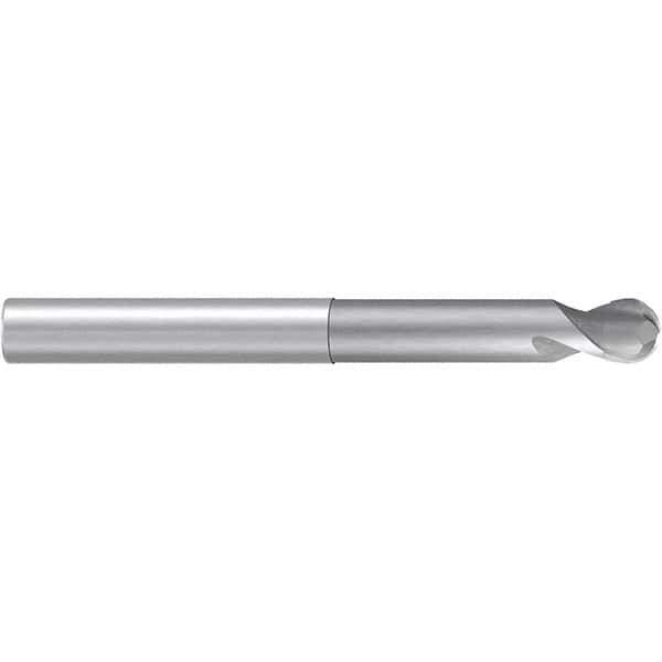 Emuge - 16mm Diam, 12mm LOC, 2 Flute Solid Carbide Ball End Mill - Uncoated, Single End, 140mm OAL, 16mm Shank Diam, Ball Flute - Apex Tool & Supply