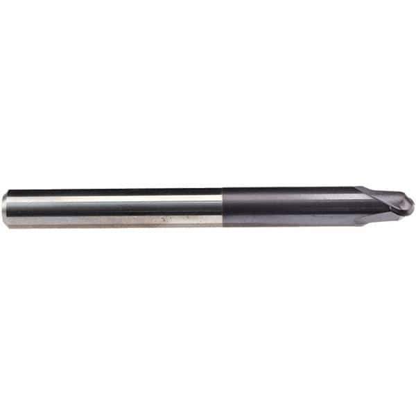 Emuge - 6mm Diam, 3.5mm LOC, 2 Flute Solid Carbide Ball End Mill - TiAlN Finish, Single End, 80mm OAL, 6mm Shank Diam, Ball Flute - Apex Tool & Supply