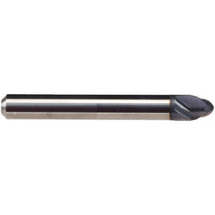Emuge - 2mm Diam, 1.5mm LOC, 2 Flute Solid Carbide Ball End Mill - TiAlN Finish, Single End, 38mm OAL, 3mm Shank Diam, Ball Flute - Apex Tool & Supply