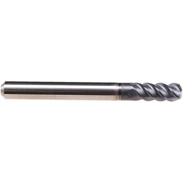 Emuge - 16mm Diam, 19mm LOC, 4 Flute Solid Carbide Roughing & Finishing End Mill - TiAlN Finish, 63mm OAL, 8mm Shank Diam, Cylindrical Shank, 50° Helix, Long Length - Apex Tool & Supply