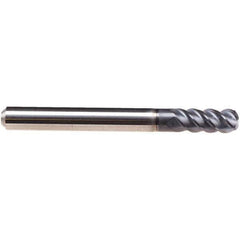 Emuge - 16mm Diam, 19mm LOC, 4 Flute Solid Carbide Roughing & Finishing End Mill - TiAlN Finish, 63mm OAL, 8mm Shank Diam, Cylindrical Shank, 50° Helix, Long Length - Apex Tool & Supply