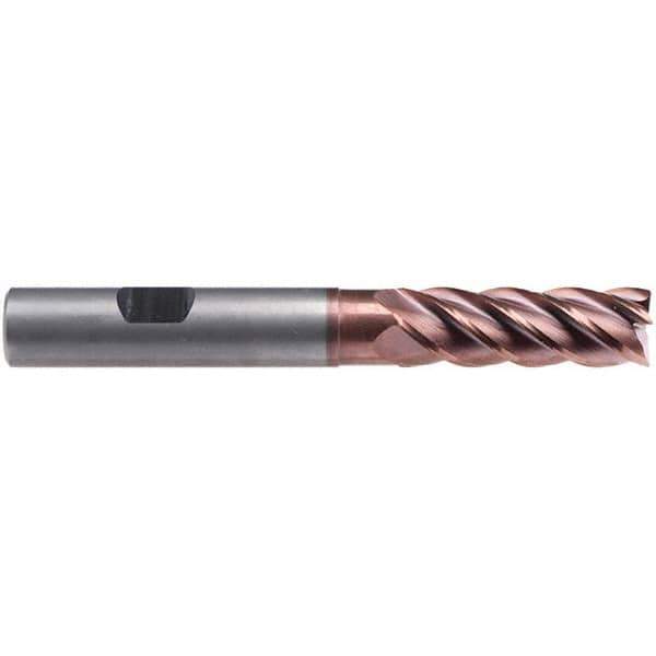 Emuge - 10mm Diam, 30mm LOC, 5 Flute Solid Carbide Roughing & Finishing End Mill - TiAlN Finish, 80mm OAL, 10mm Shank Diam, Weldon Shank, 42° Helix, Centercutting, Extra Long Length - Apex Tool & Supply